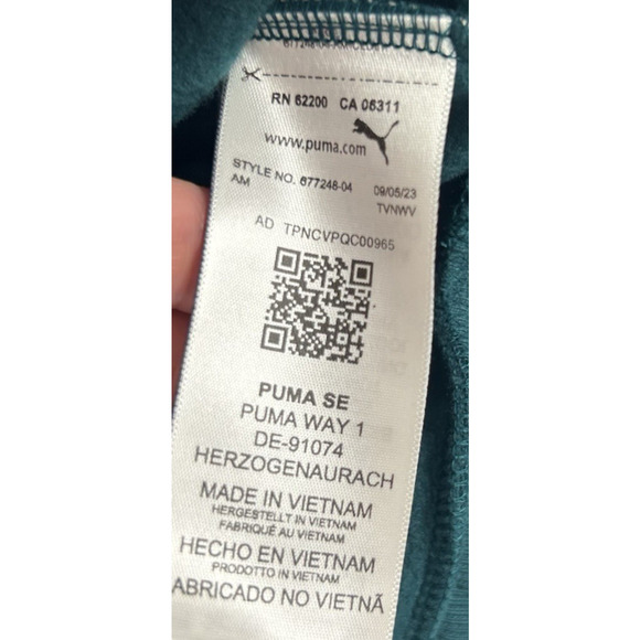 Puma Patched Up Men's Large Hoodie Malachite Teal Green Pullover Sweatshirt L - Picture 8 of 11